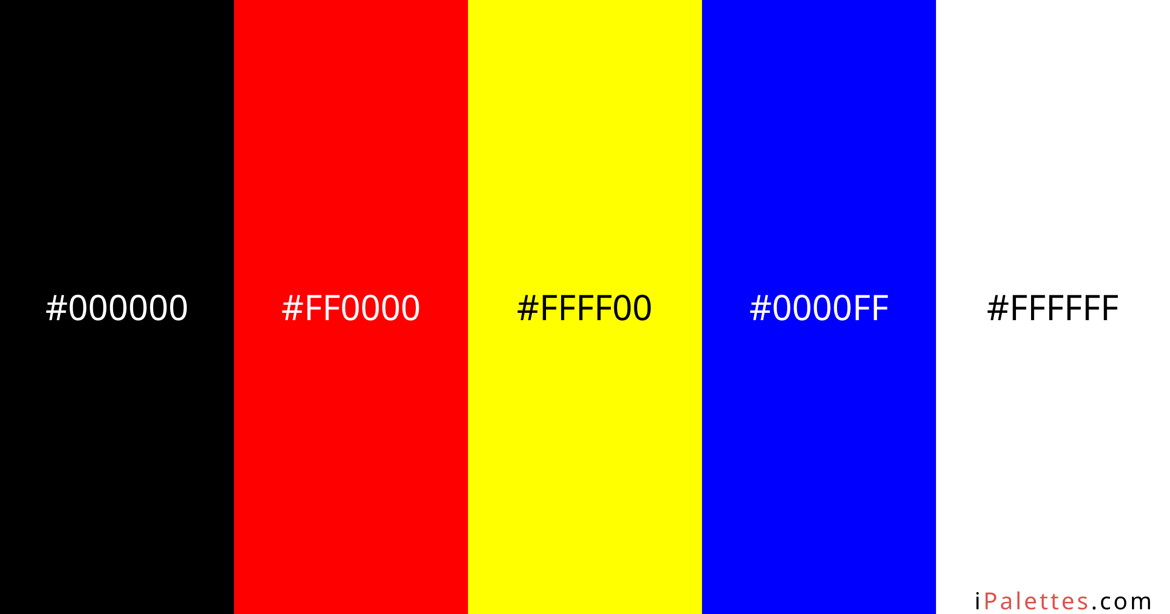 Arlecchino Color Palette and colors #000000 #FF0000 #FFFF00 #0000FF # ...