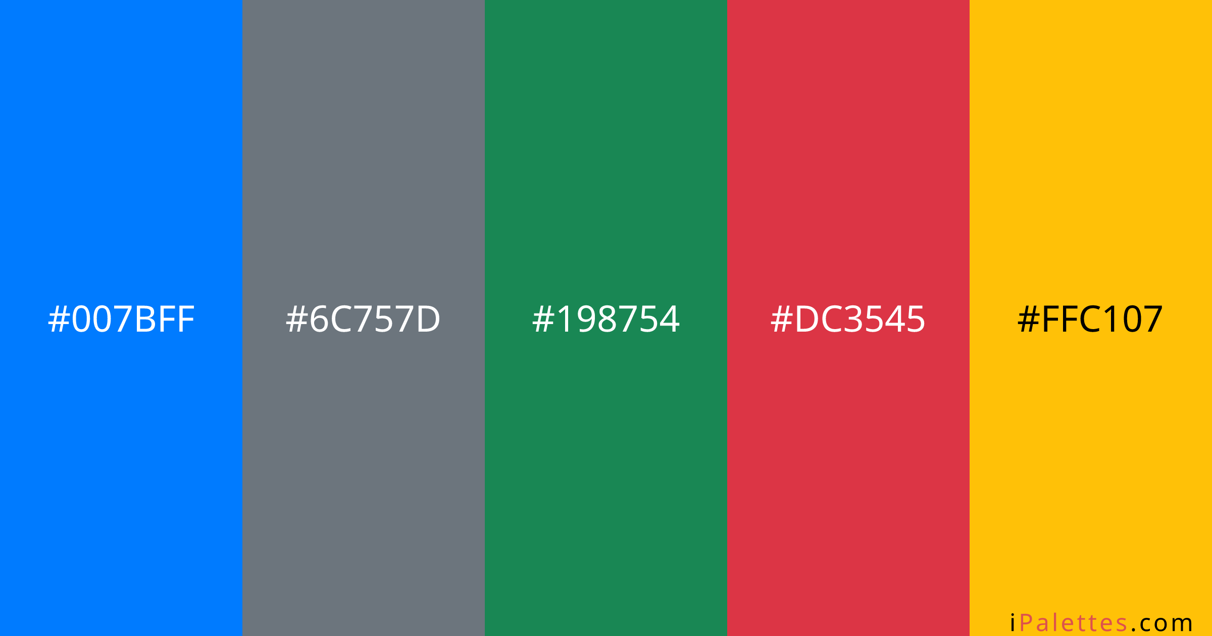 Tailwind Color Palette and colors #007bff #6c757d #198754 #dc3545 # ...