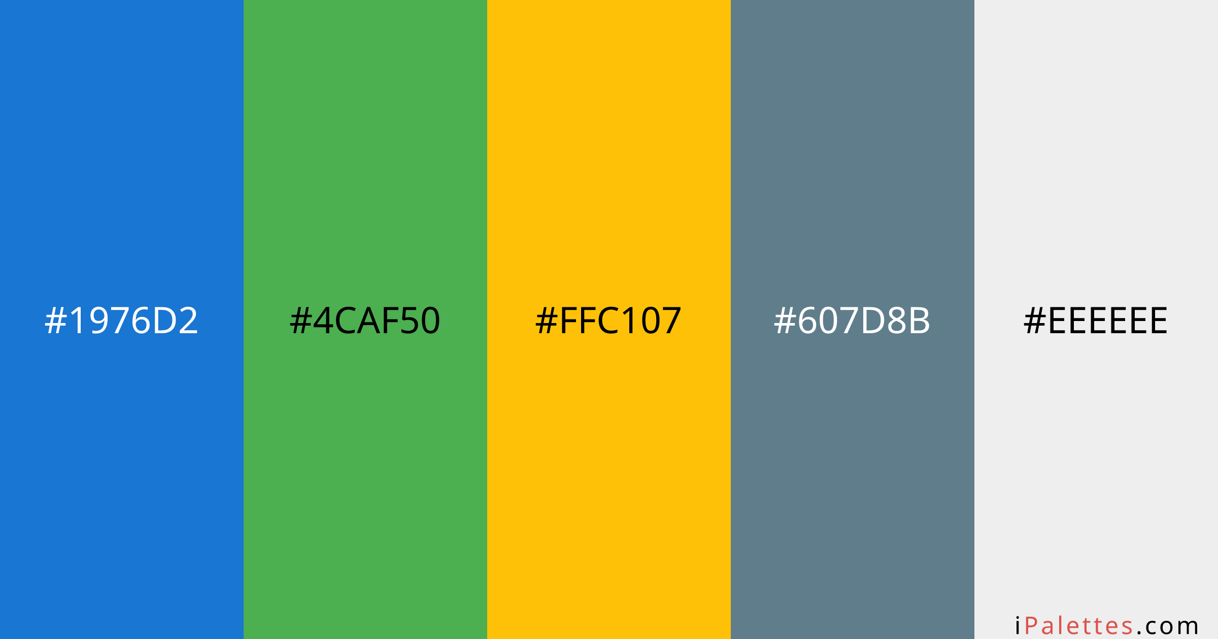 Bootstrap Color Palette and colors #1976d2 #4caf50 #ffc107 #607d8b # ...