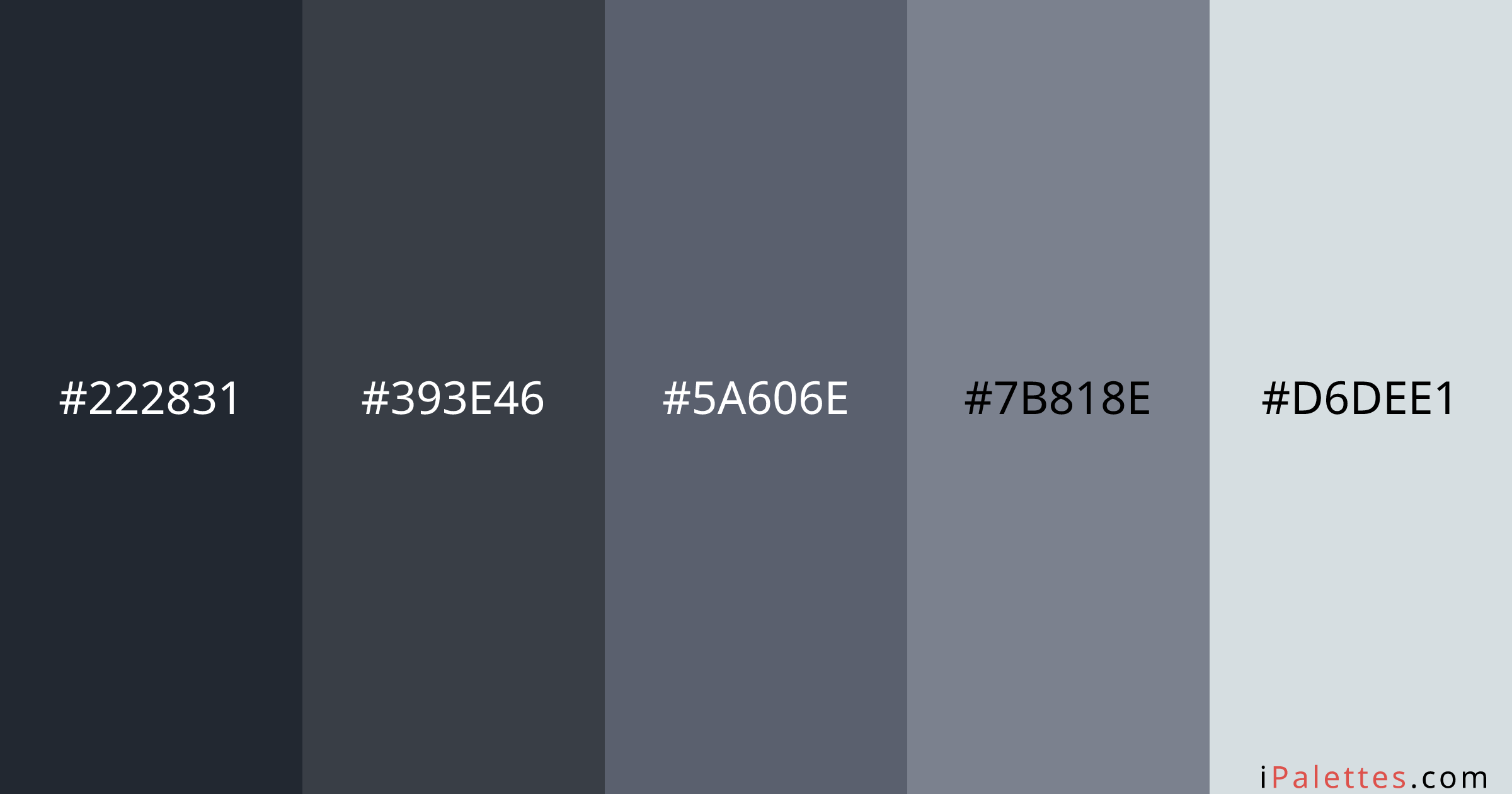 Shadccn dark theme Color Palette and colors #222831 #393e46 #5a606e ...