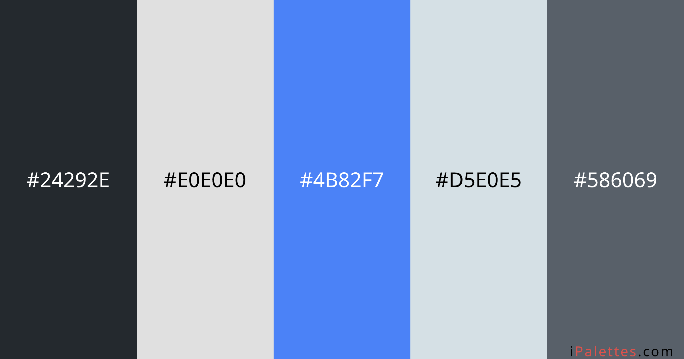 Github Color Palette and colors #24292e #e0e0e0 #4b82f7 #d5e0e5 #586069 ...