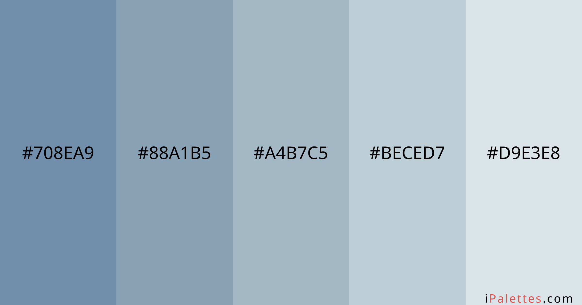 Rainy Day Color Palette and colors #708EA9 #88A1B5 #A4B7C5 #BECED7 # ...