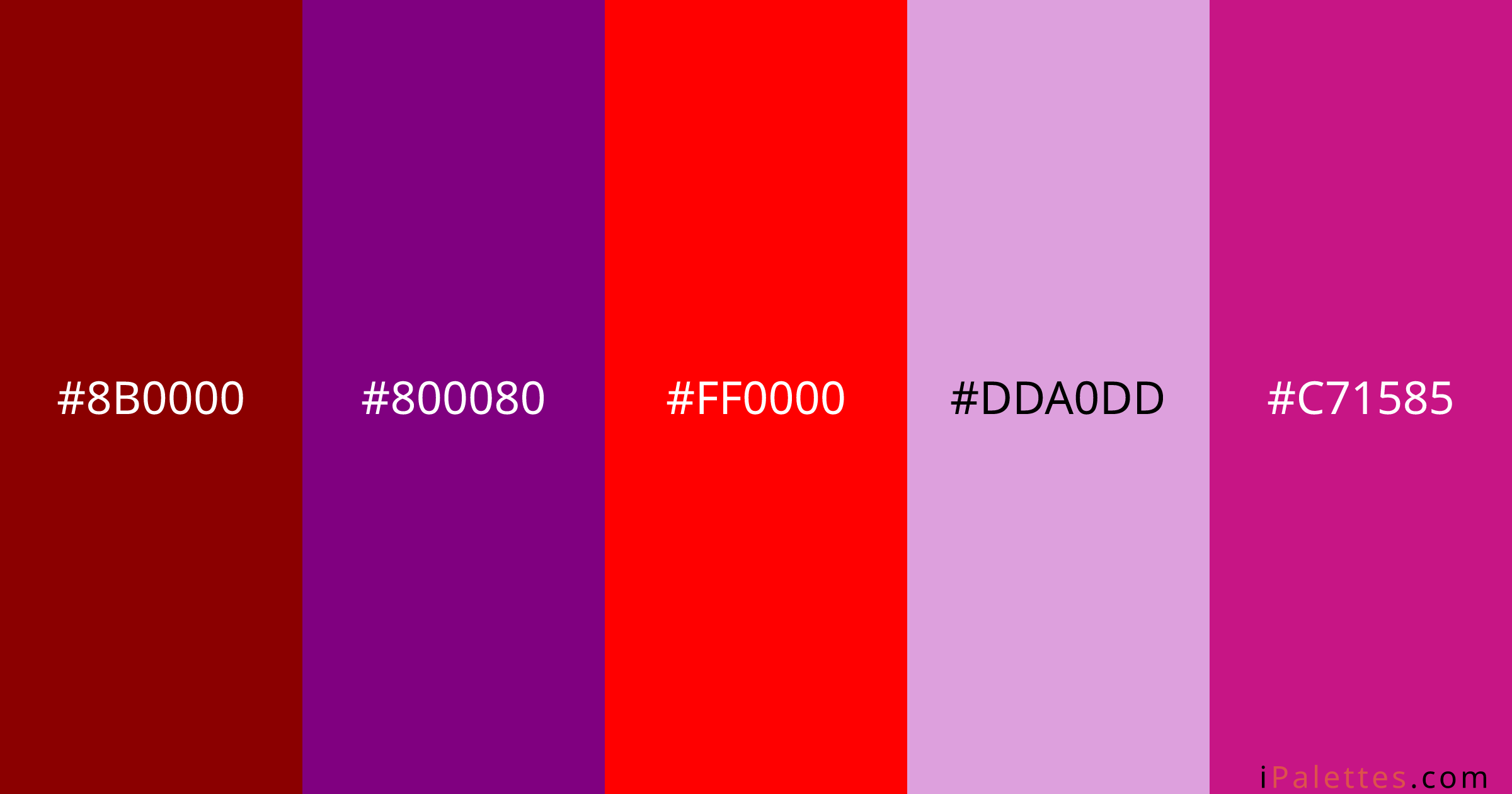 Berry Color Palette and colors #8B0000 #800080 #FF0000 #DDA0DD #C71585 ...