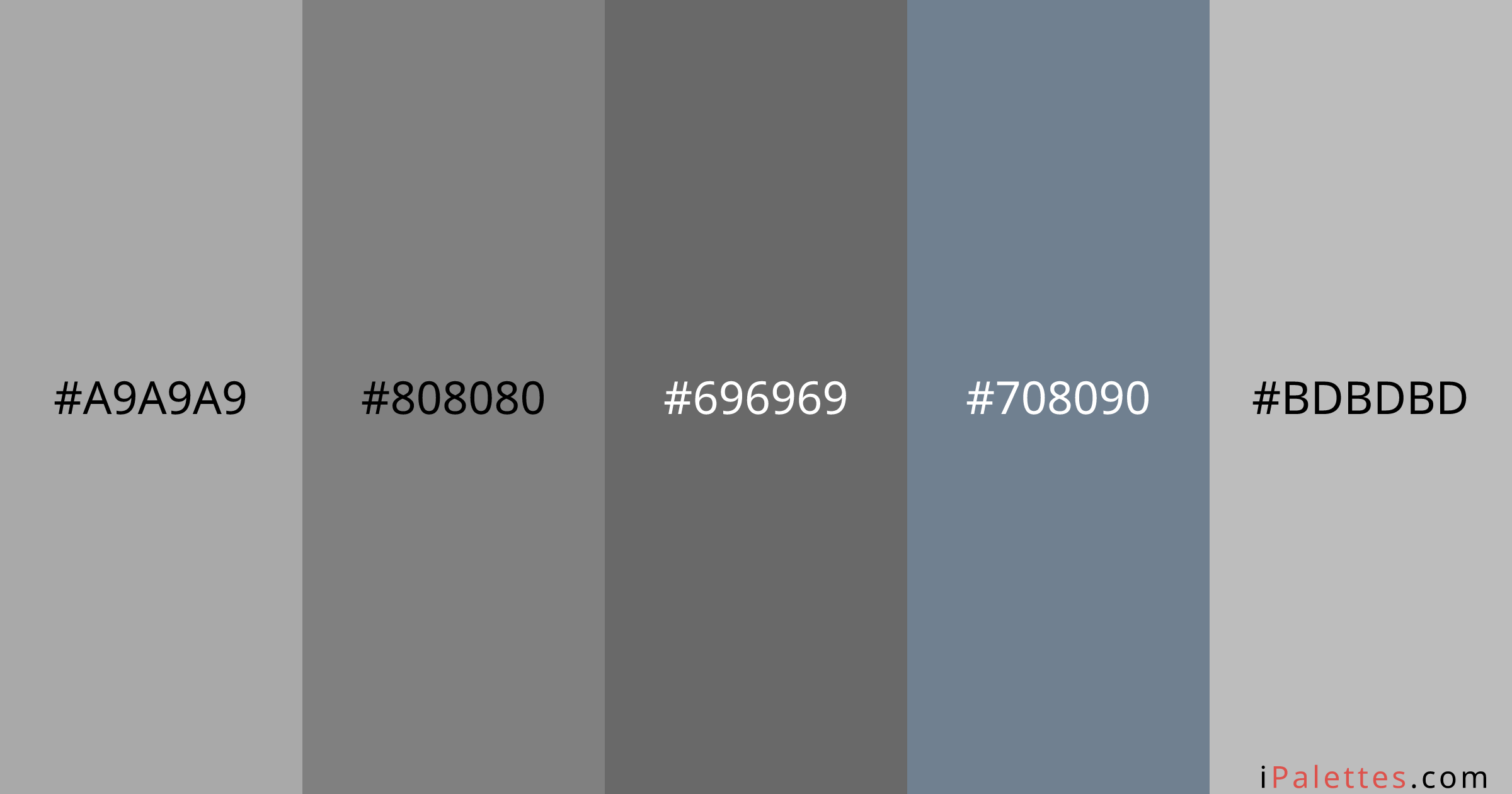 Dull Color Palette and colors #A9A9A9 #808080 #696969 #708090 #BDBDBD ...