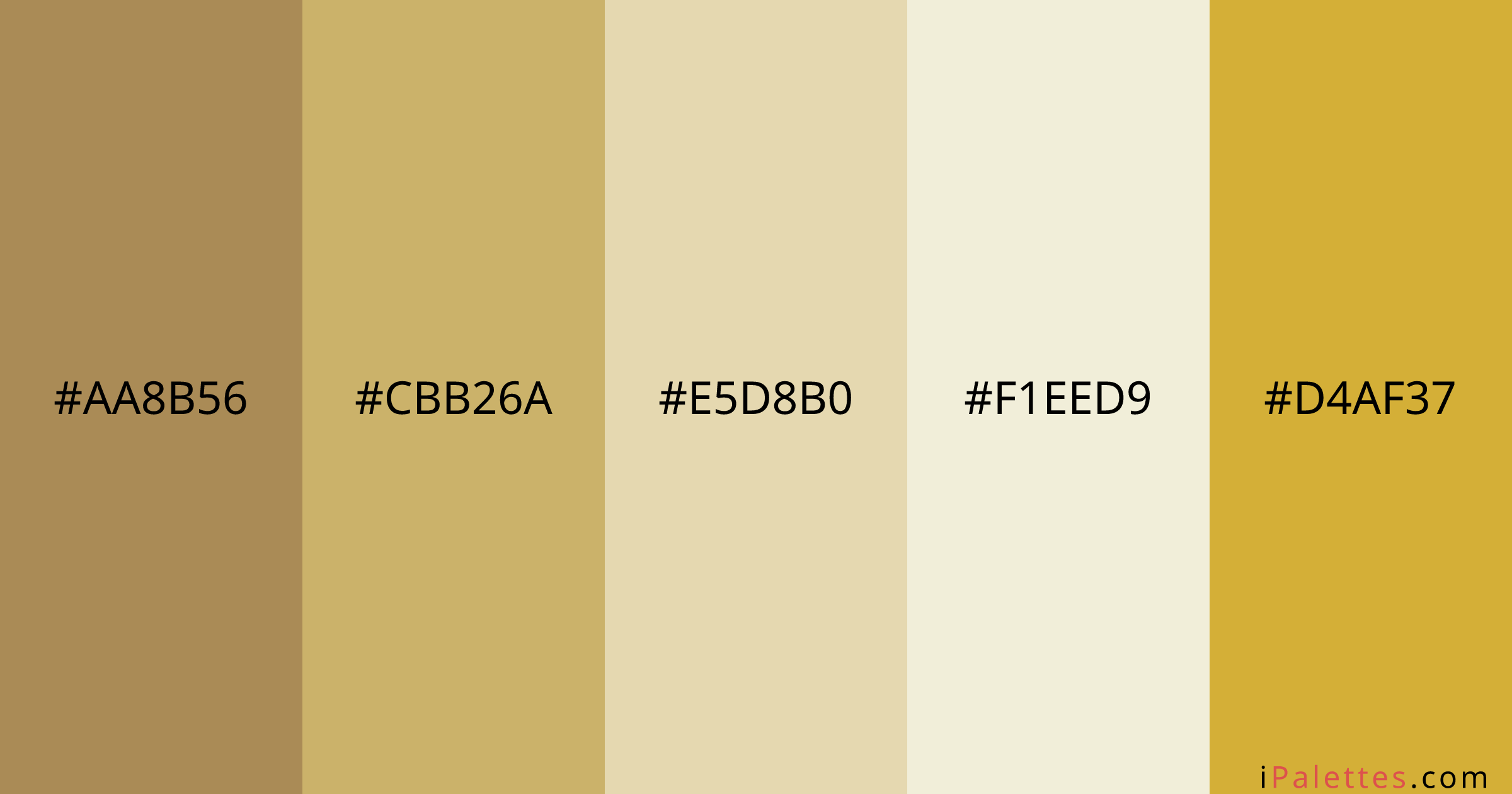 Luxury Gold Color Palette and colors #AA8B56 #CBB26A #E5D8B0 #F1EED9 # ...