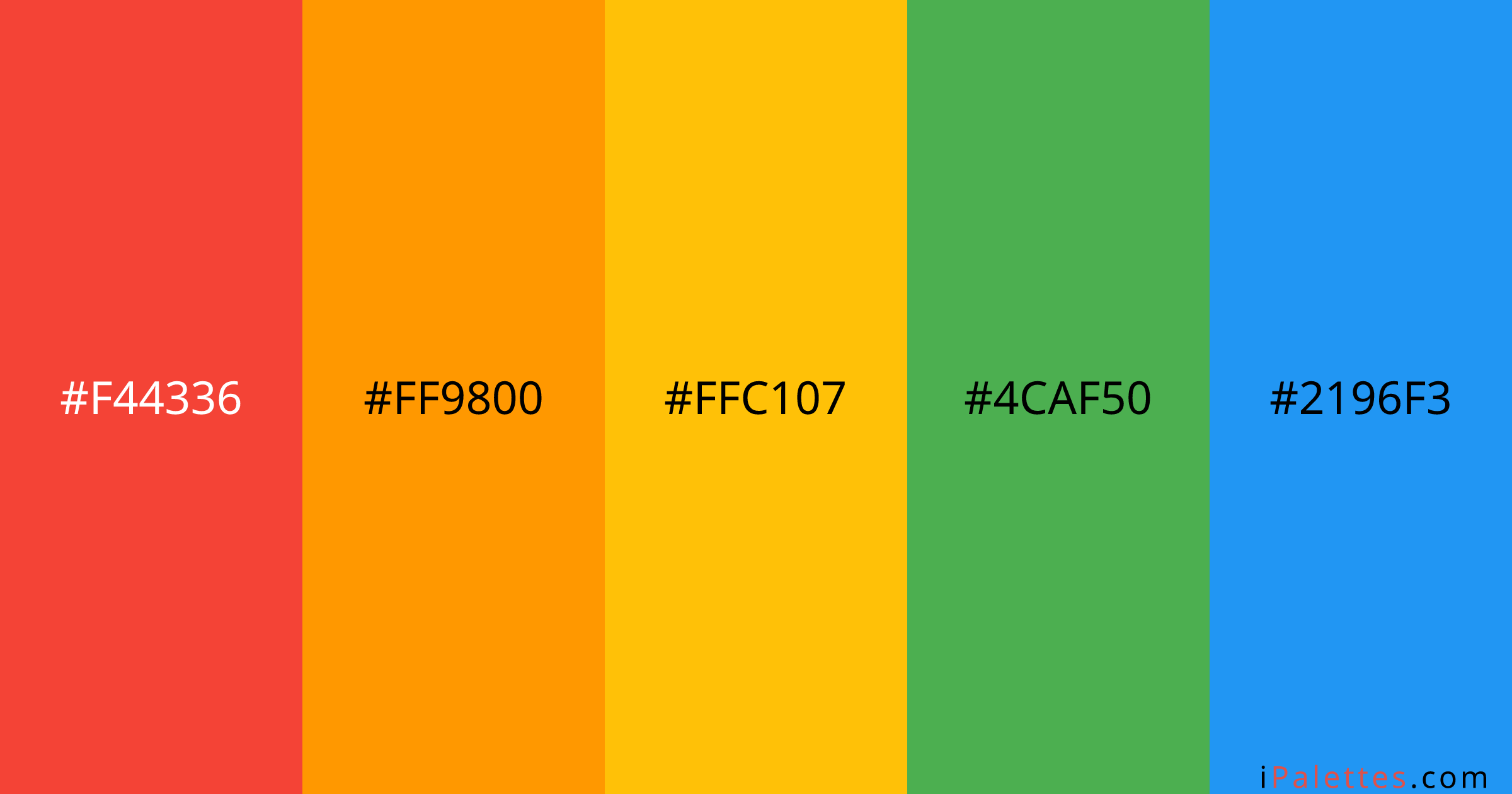 Dmc Color Palette and colors #F44336 #FF9800 #FFC107 #4CAF50 #2196F3 ...