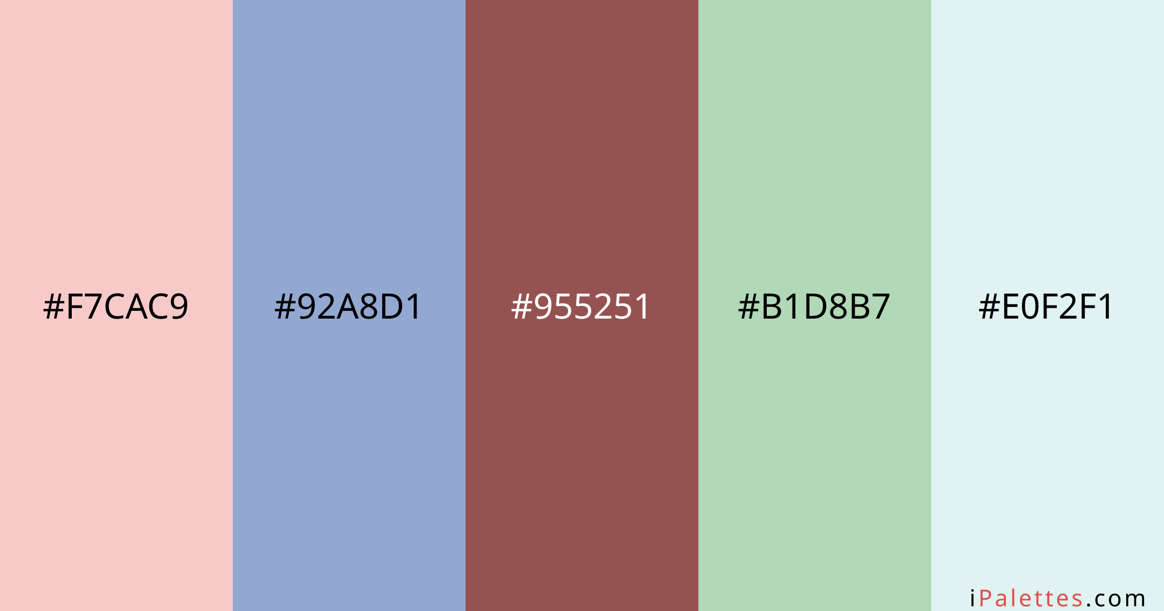 Sailor Moon Color Palette and colors #F7CAC9 #92A8D1 #955251 #B1D8B7 # ...