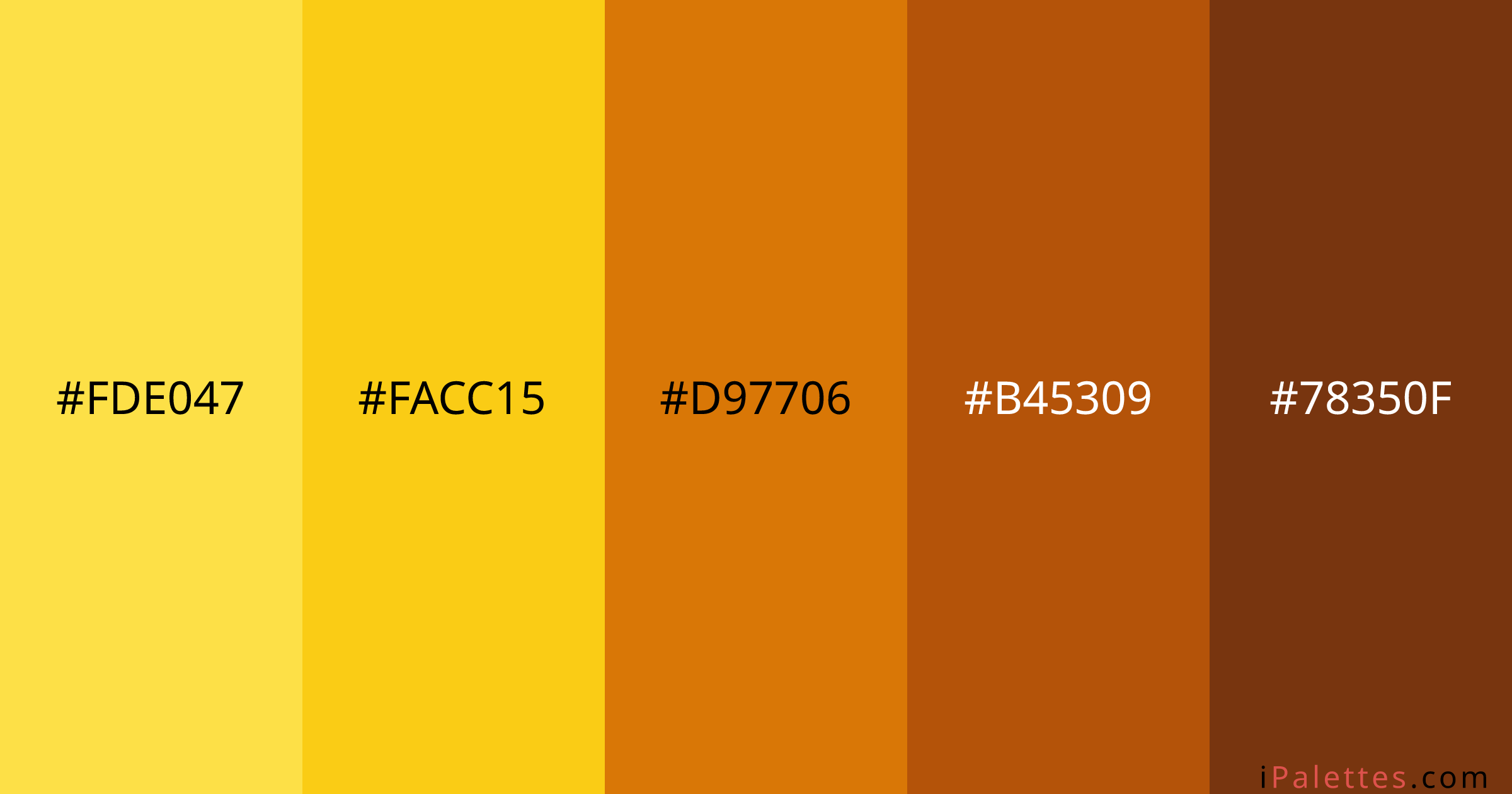 Golden yellow Color Palette and colors FDE047 FACC15 D97706 B45309