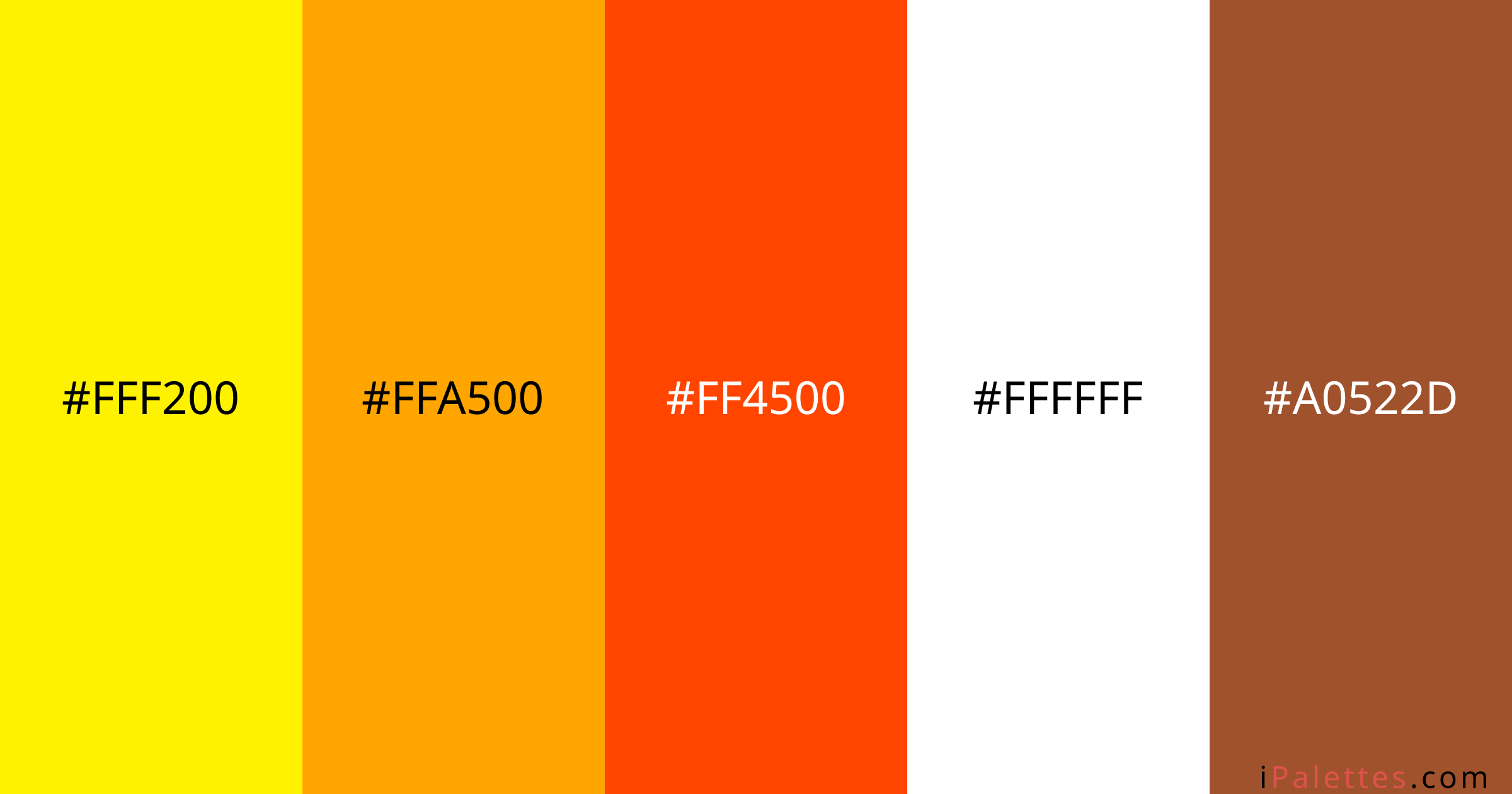 Chikipi Color Palette and colors #FFF200 #FFA500 #FF4500 #FFFFFF # ...