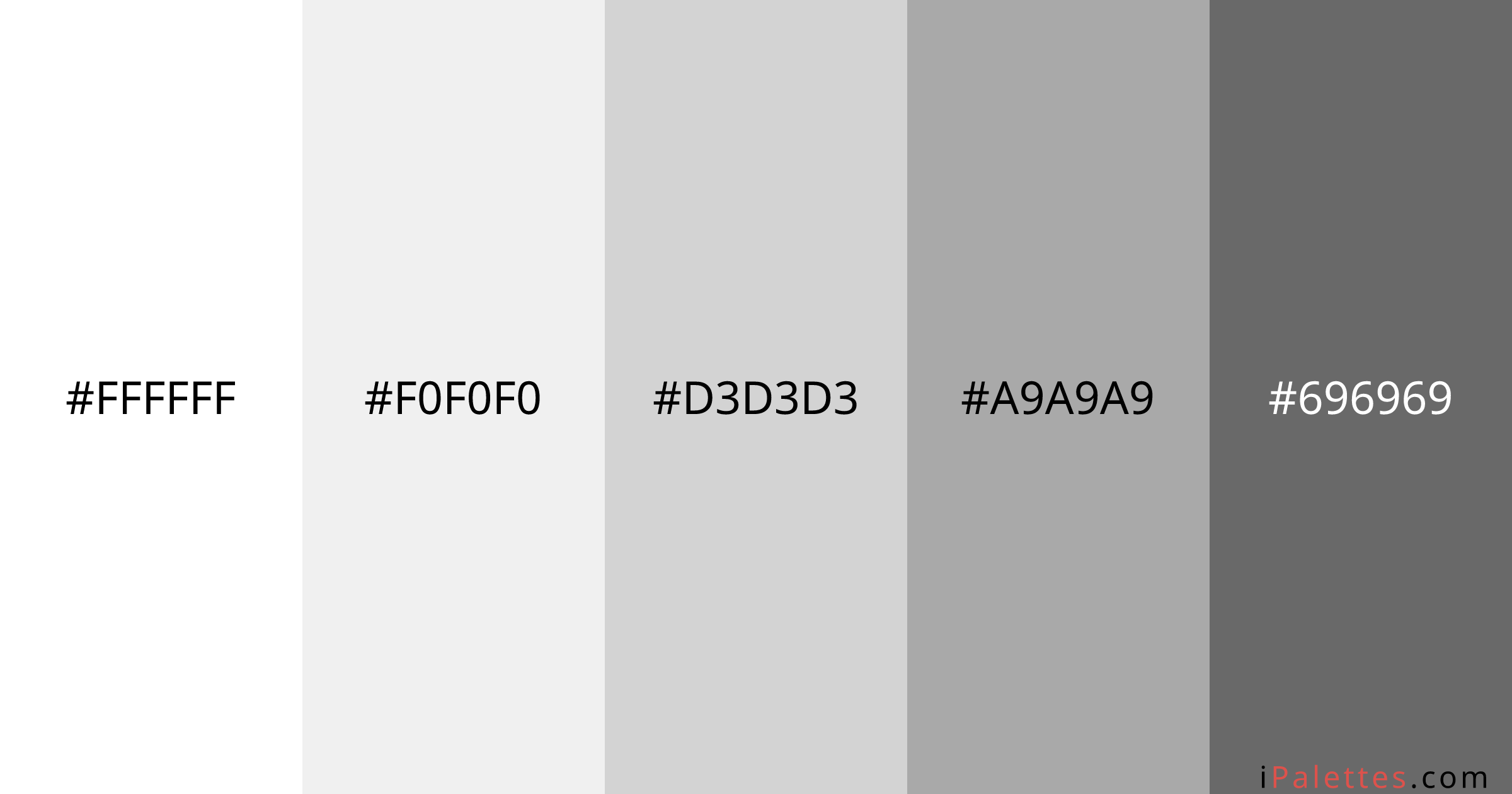 Unsplash Color Palette and colors #FFFFFF #F0F0F0 #D3D3D3 #A9A9A9 ...