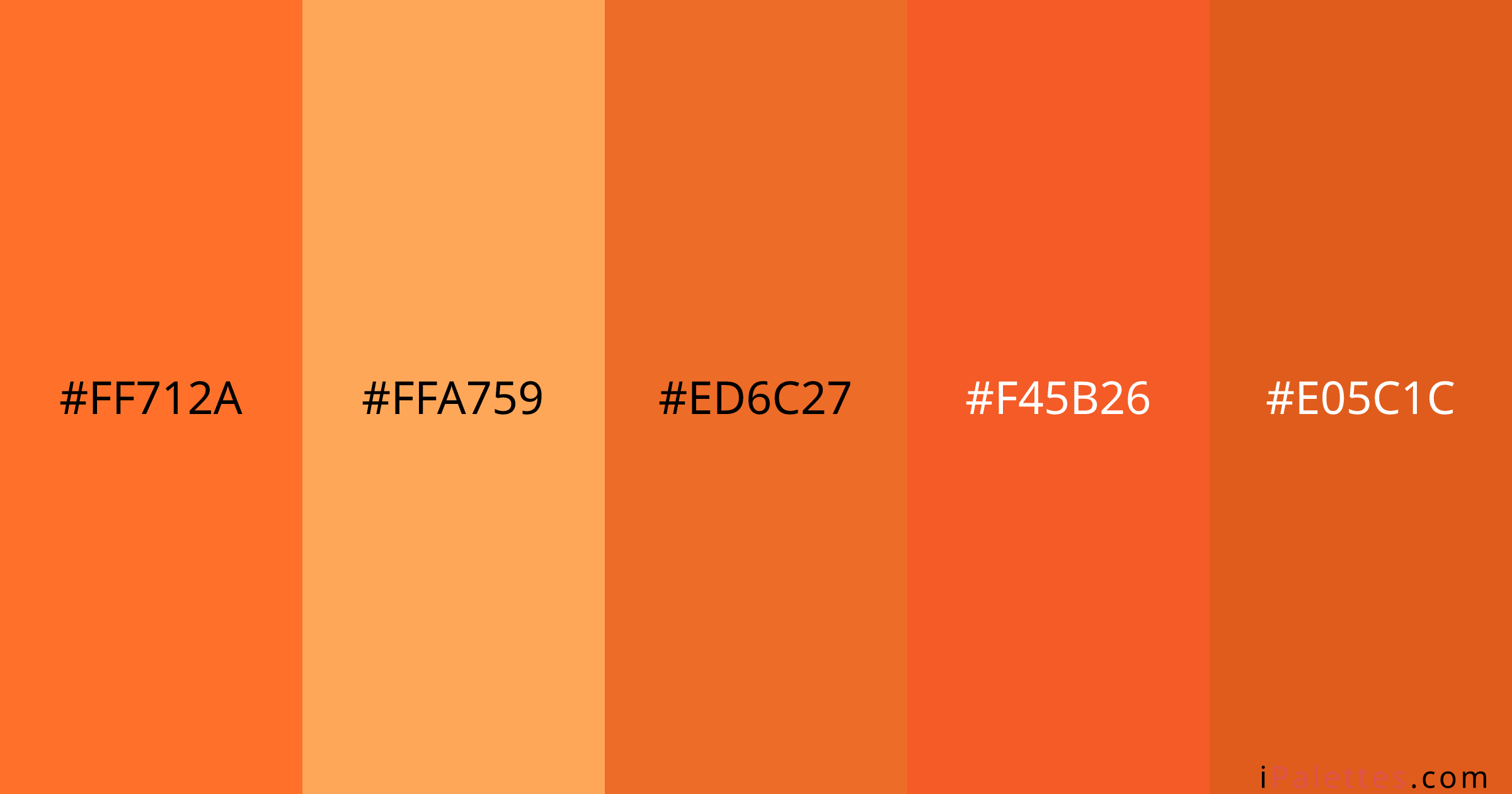 Ff712a Color Palette and colors #ff712a #ffa759 #ed6c27 #f45b26 #e05c1c ...