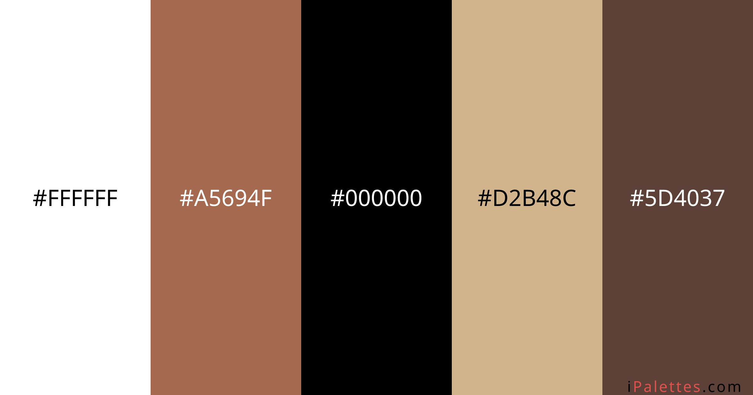 White brown black wedding Color Palette and colors #ffffff #a5694f ...